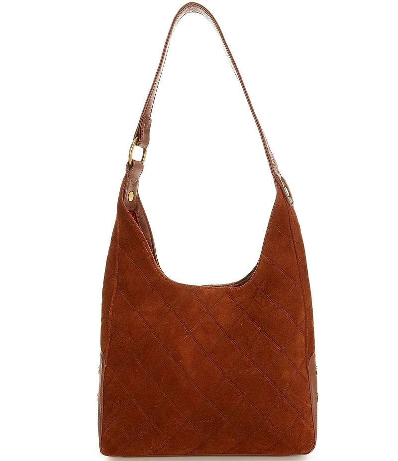Hammitt Tim Medium Chocolate Diamond Suede Shoulder Bag