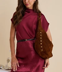 Hammitt Tom Diamond Suede Hobo Shoulder Bag