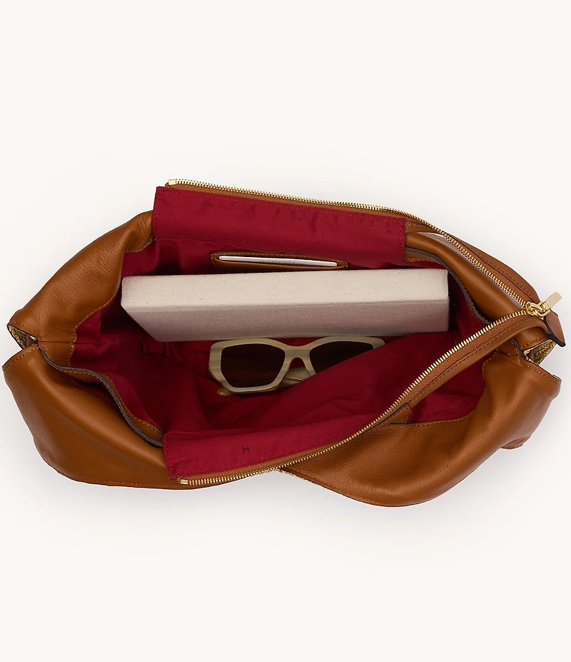 Hammitt Tom Raffia Brushed Gold Hobo Shoulder Bag