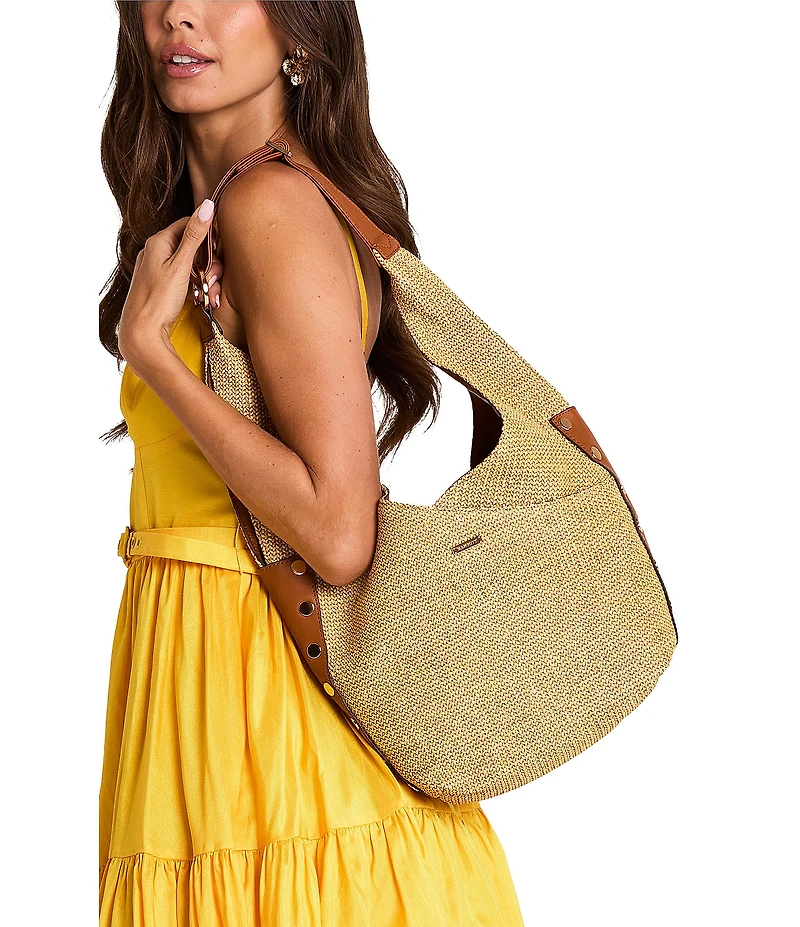 Hammitt Tom Raffia Brushed Gold Hobo Shoulder Bag