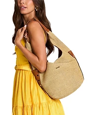Hammitt Tom Raffia Brushed Gold Hobo Shoulder Bag