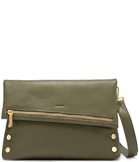 Hammitt VIP Large Fold-Over Leather Gold Studded Crossbody Bag