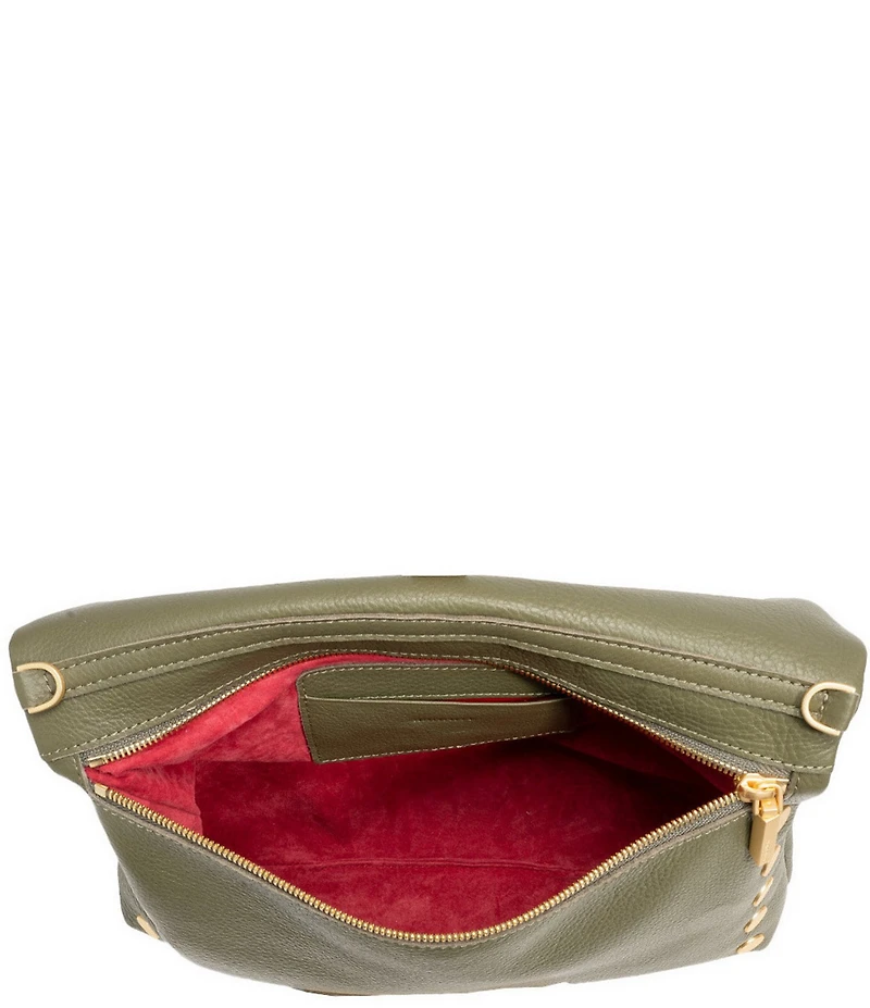 Hammitt VIP Large Fold-Over Leather Gold Studded Crossbody Bag