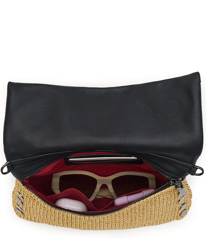 Hammitt Vip Foldover Straw Studded Medium Crossbody Bag