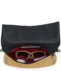 Hammitt Vip Foldover Straw Studded Medium Crossbody Bag