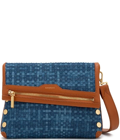 Hammitt VIP Woven Mosaic Denim Contrast Trim Crossbody Bag