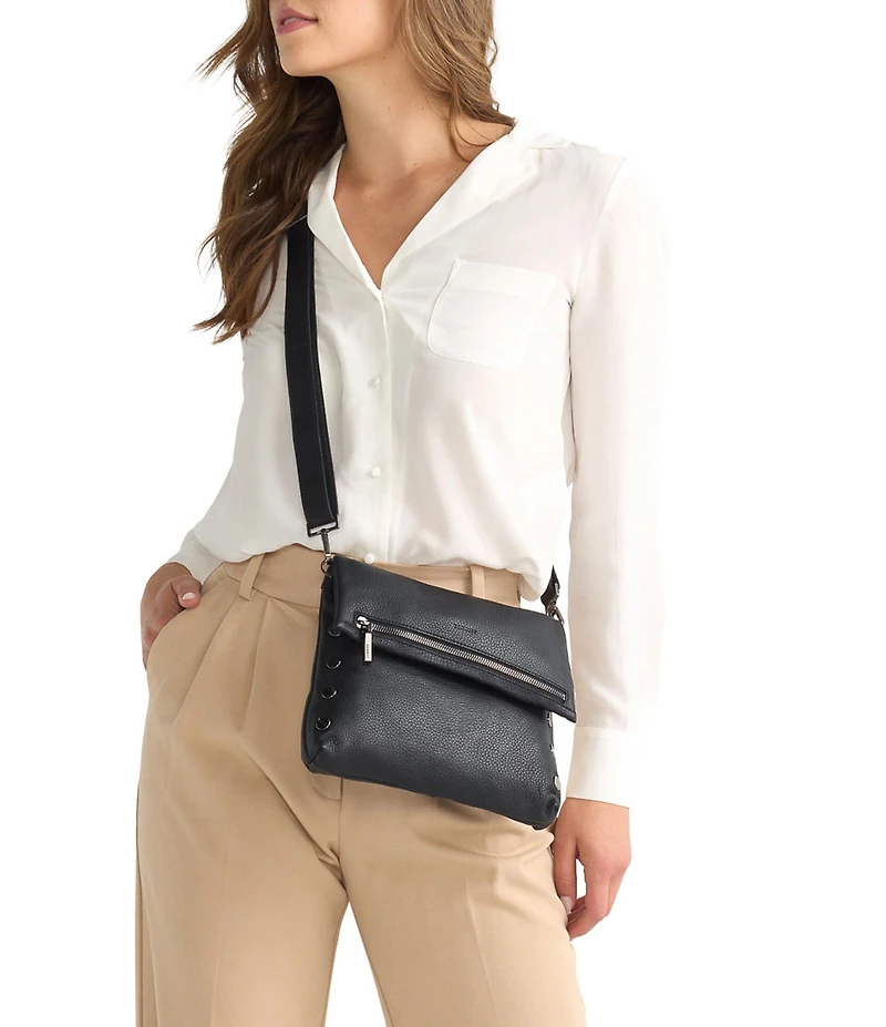 Hammitt VIP Medium Fold-Over Gunmetal Studded Crossbody Bag