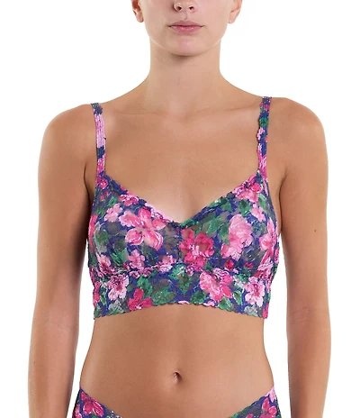 Hanky Panky Floral Printed V-Neck Retro Lace Bralette