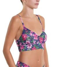 Hanky Panky Floral Printed V-Neck Retro Lace Bralette