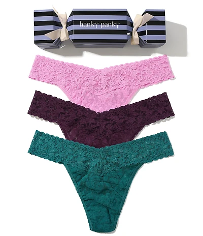 Hanky Panky Signature Lace® Original Rise Thong Holiday 3 Pack