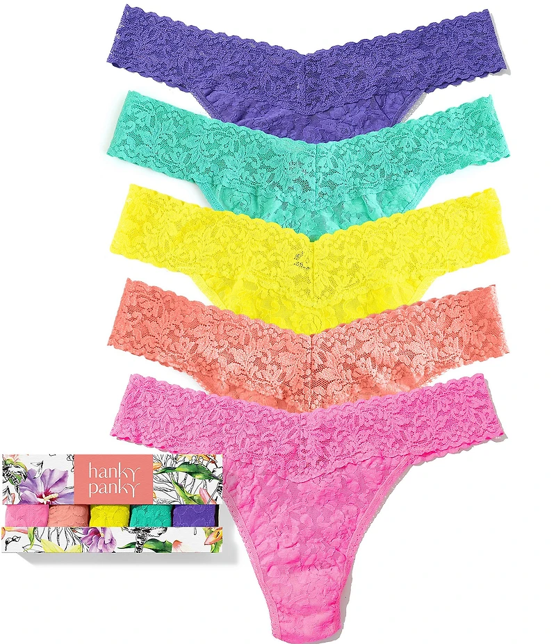 Hanky Panky Solid Signature Lace® Original Rise Thong 5-Pack