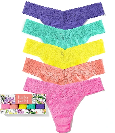 Hanky Panky Solid Signature Lace® Original Rise Thong 5-Pack