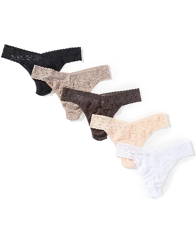 Hanky Panky Solid Signature Lace® Original Rise Thong 5-Pack