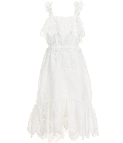 Hannah Banana Big Girls Cut Out Eyelet Square Neck Sleeveless Tiered Scalloped Hem Hi-Low Dress