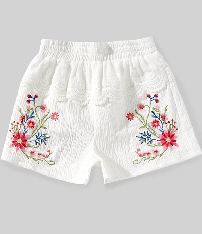 Hannah Banana Big Girls Floral-Embroidered Shorts
