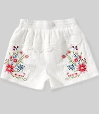 Hannah Banana Big Girls Floral-Embroidered Shorts