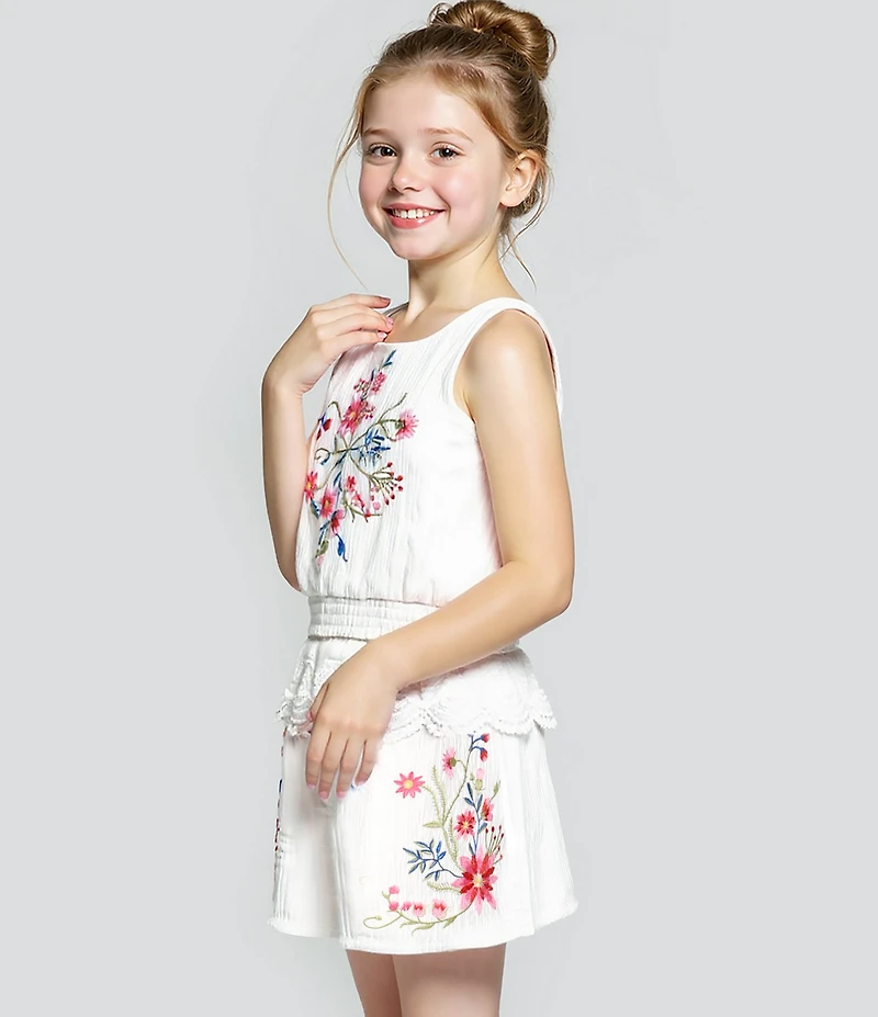 Hannah Banana Big Girls Floral-Embroidered Shorts