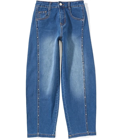 Hannah Banana Big Girls Rhinestone Detail Barrel Jeans