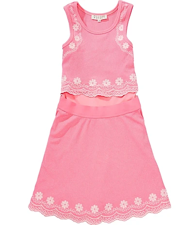 Hannah Banana Big Girls Sleeveless Scalloped Popover Bodice Embroidered Dress