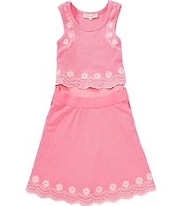 Hannah Banana Big Girls Sleeveless Scalloped Popover Bodice Embroidered Dress