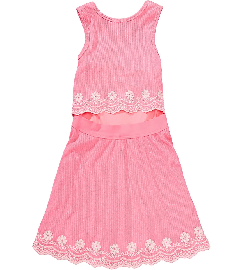 Hannah Banana Big Girls Sleeveless Scalloped Popover Bodice Embroidered Dress