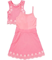 Hannah Banana Big Girls Sleeveless Scalloped Popover Bodice Embroidered Dress