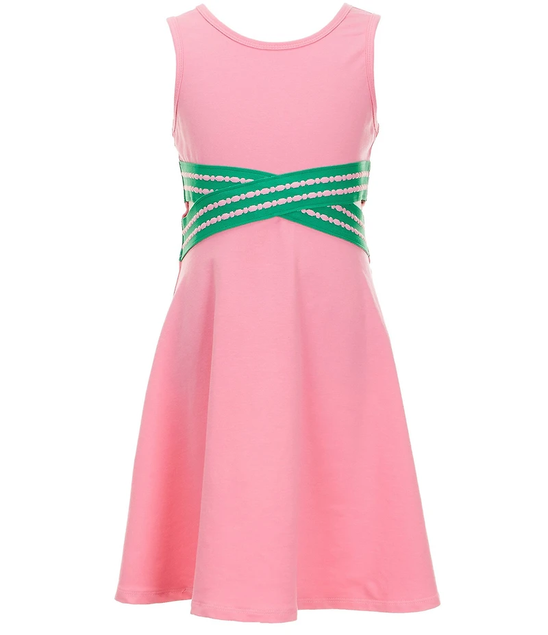Hannah Banana Big Girls Sleeveless Striped Crisscross Trimmed Dress