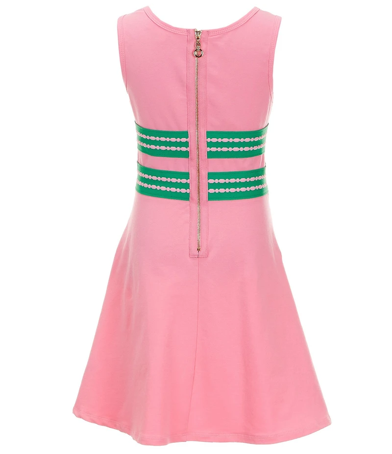 Hannah Banana Big Girls Sleeveless Striped Crisscross Trimmed Dress