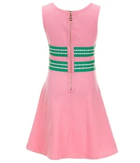 Hannah Banana Big Girls Sleeveless Striped Crisscross Trimmed Dress