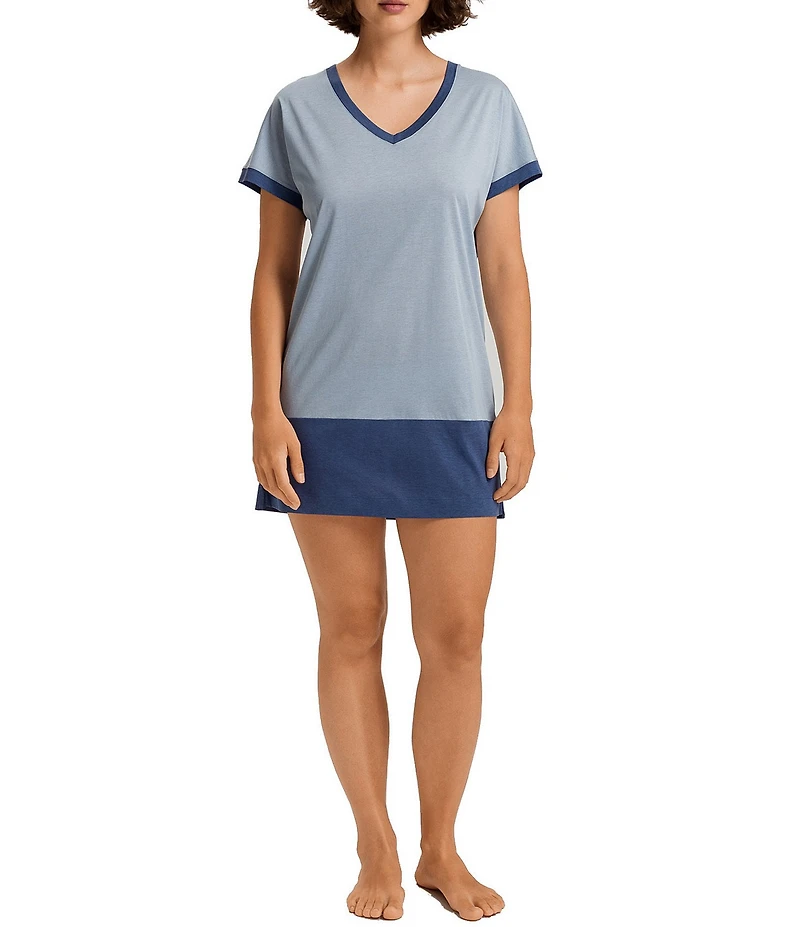 Hanro Laura Short Sleeve V-Neck Knit Nightshirt