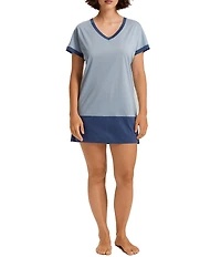 Hanro Laura Short Sleeve V-Neck Knit Nightshirt