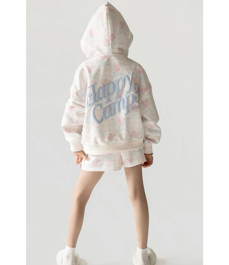 Happy Camp3r Big Girls Laced With Love Floral Bow Hoodie