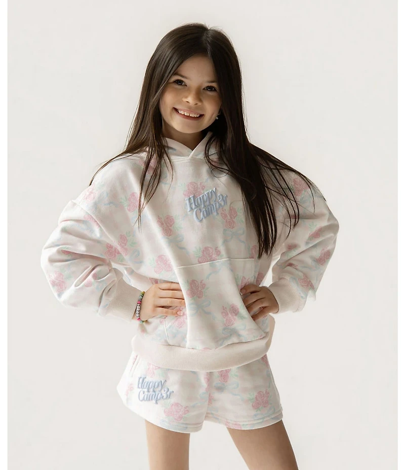 Happy Camp3r Big Girls Laced With Love Floral Bow Hoodie