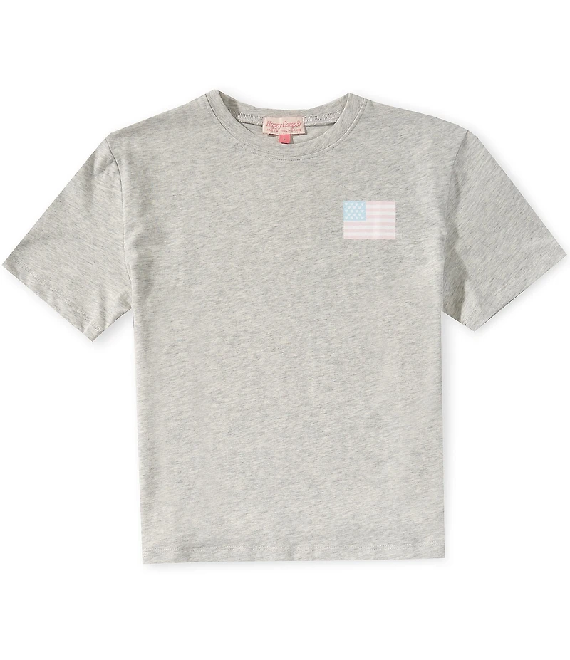 Happy Camp3r Big Girls Pink Flag Tee