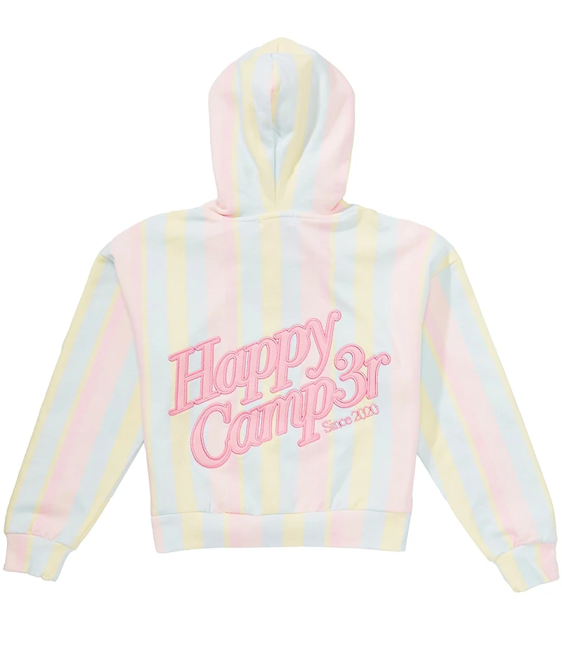 Happy Camp3r Big Girls Sherbet Stripes Applique Hoodie