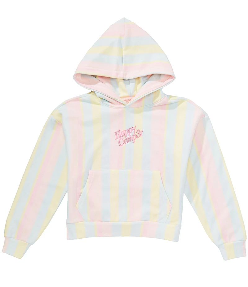 Happy Camp3r Big Girls Sherbet Stripes Applique Hoodie