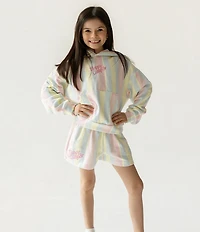 Happy Camp3r Big Girls Sherbet Stripes Applique Hoodie