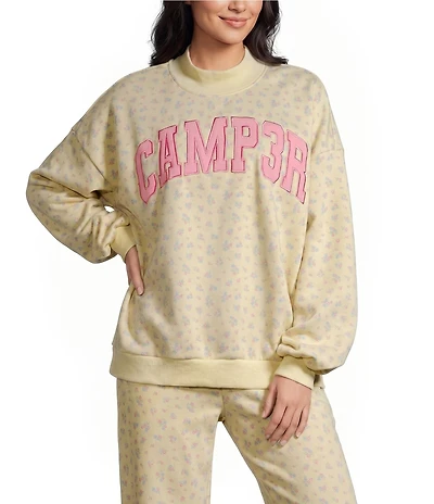 Happy Camp3r Coordinating Floral Print Mock Neck Long Sleeve Pullover