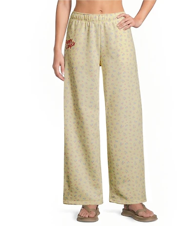 Happy Camp3r Floral Print Scuba Straight Leg Pull-On Coordinating Sweatpants