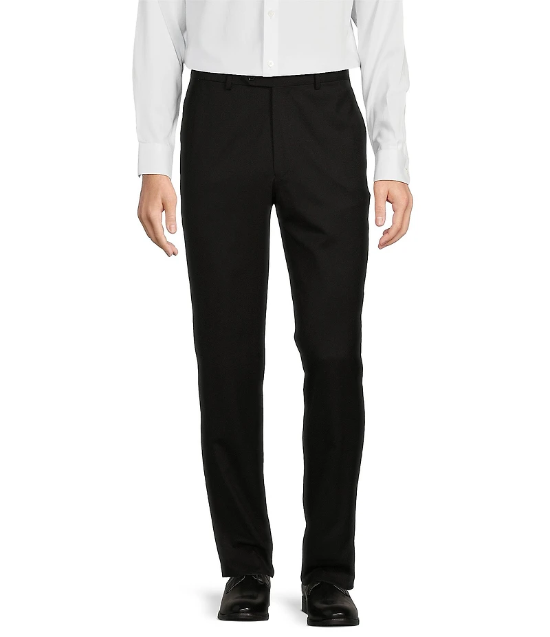 Hart Schaffner Marx Chicago Classic Fit Black Pre-Tailored Flat Front Super Stretch Dress Pants