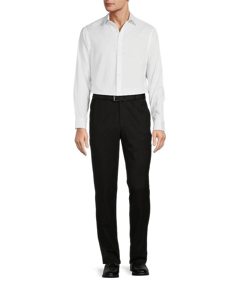 Hart Schaffner Marx Chicago Classic Fit Black Pre-Tailored Flat Front Super Stretch Dress Pants