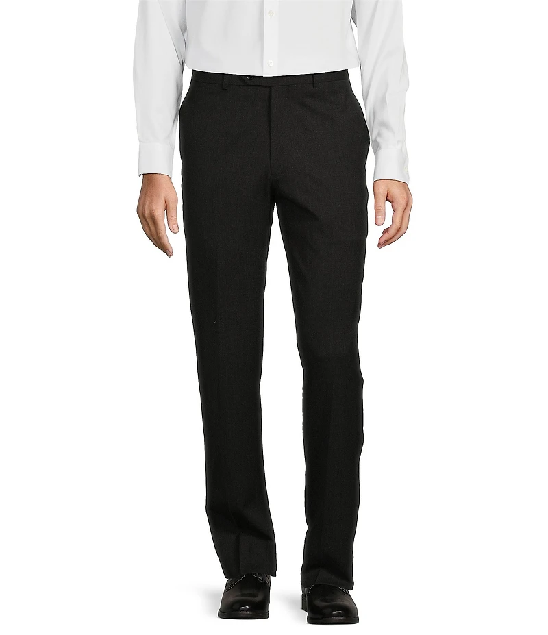 Hart Schaffner Marx Chicago Classic Fit Charcoal Pre-Tailored Flat Front Super Stretch Dress Pants