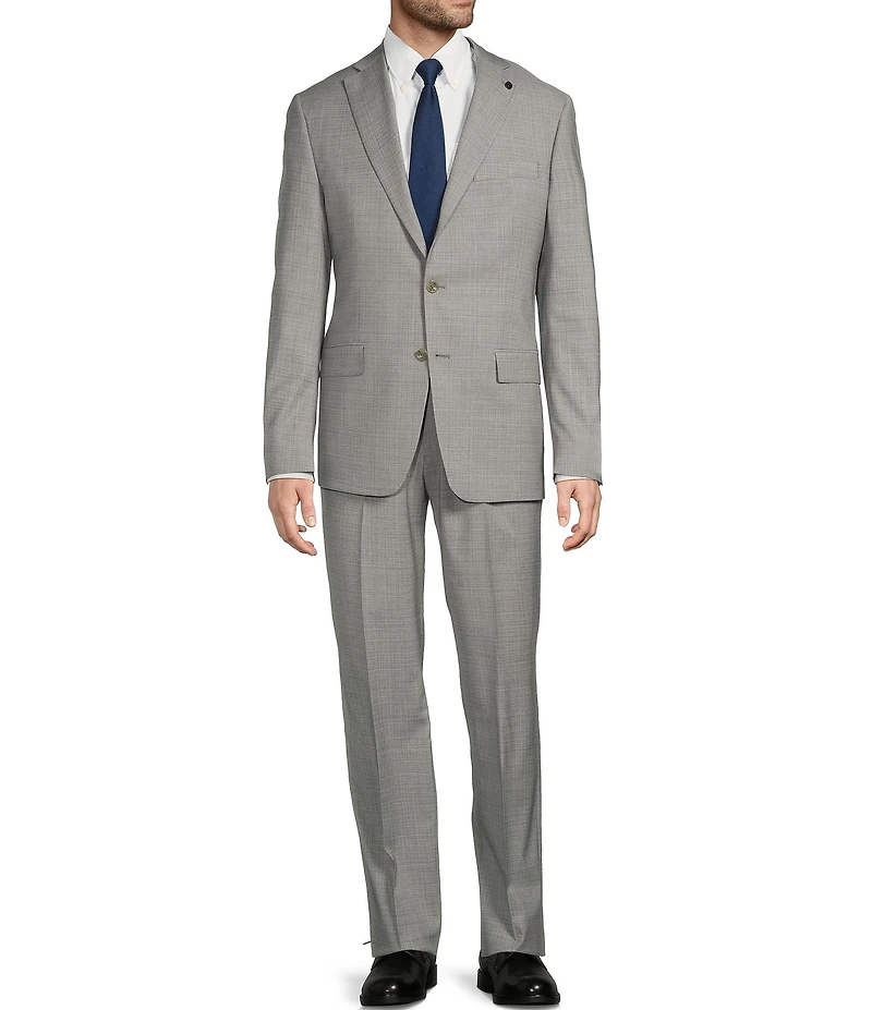 Hart Schaffner Marx Chicago Classic Fit Flat Front Fancy Solid 2-Piece Suit