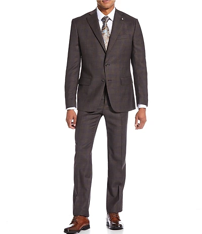 Hart Schaffner Marx Chicago Classic Fit Flat Front Plaid Print 2-Piece Suit