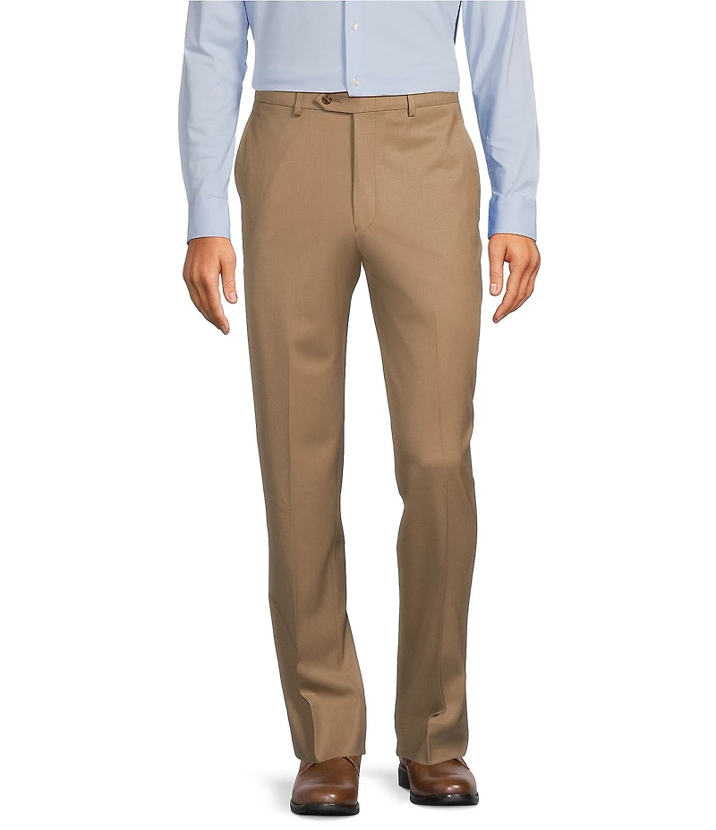 Hart Schaffner Marx Chicago Classic Fit Tan Pre-Tailored Flat Front Super Stretch Dress Pants