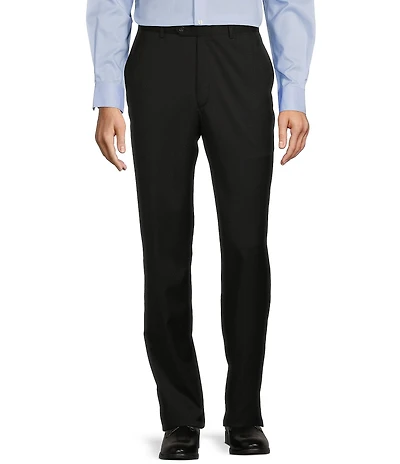 Hart Schaffner Marx Chicago Classic Fit Flat Front Solid Pattern Dress Pants