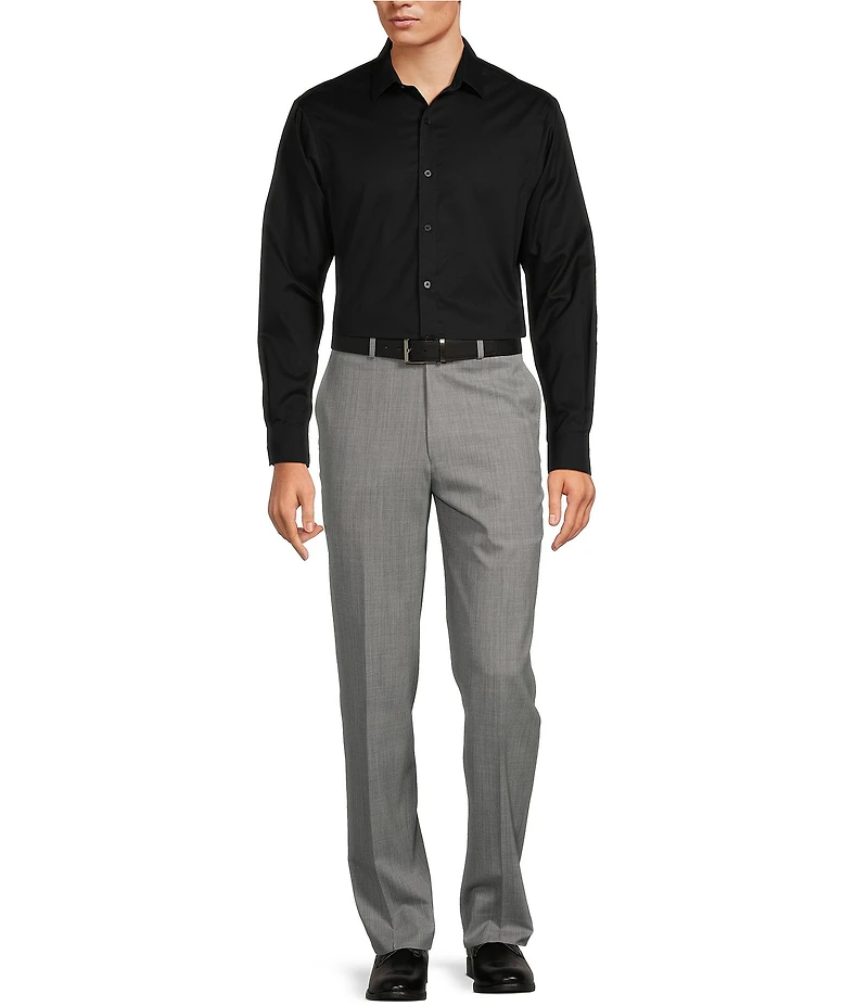 Hart Schaffner Marx Chicago Classic Fit Light Grey Pre-Tailored Flat Front Super Stretch Dress Pants