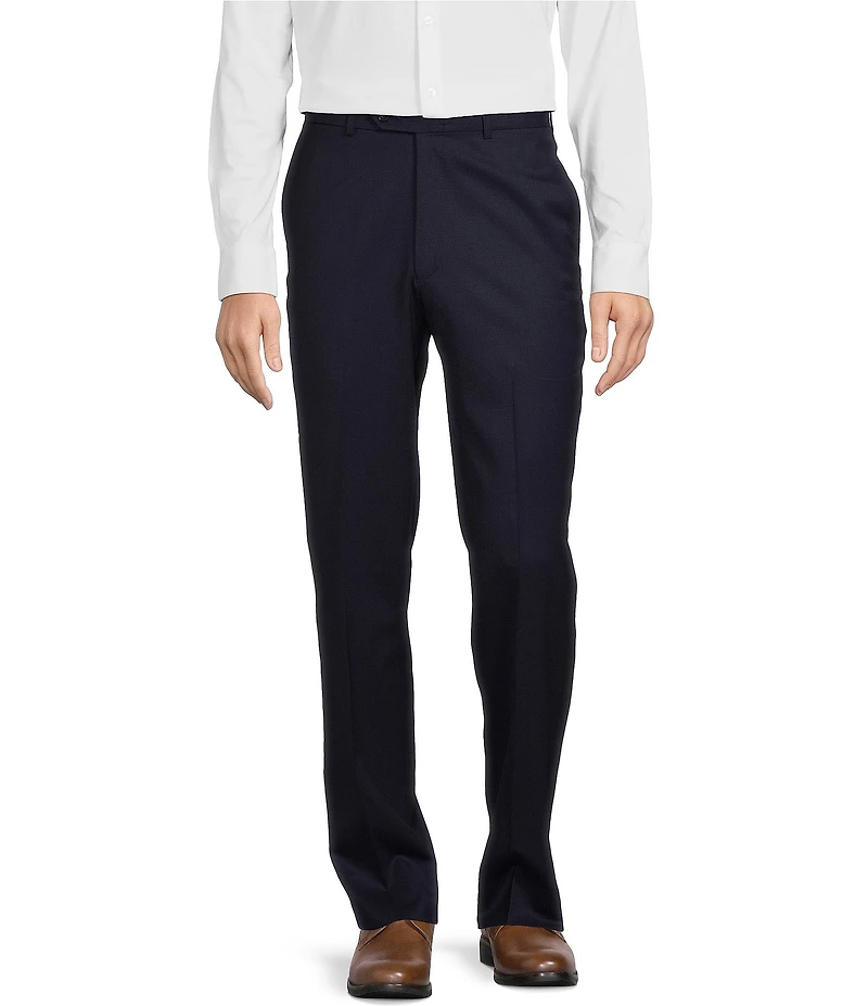 Hart Schaffner Marx Chicago Classic Fit Navy Pre-Tailored Flat Front Super Stretch Dress Pants