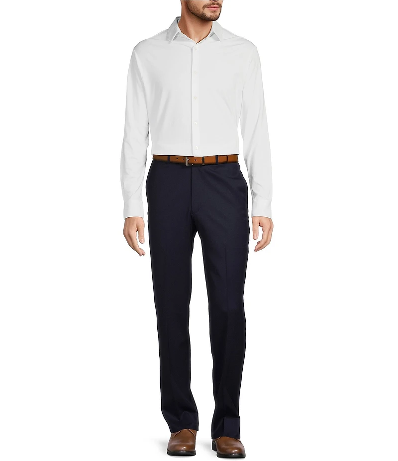 Hart Schaffner Marx Chicago Classic Fit Navy Pre-Tailored Flat Front Super Stretch Dress Pants