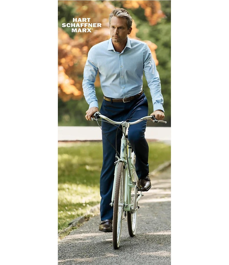 Hart Schaffner Marx Chicago Classic Fit Navy Pre-Tailored Flat Front Super Stretch Dress Pants